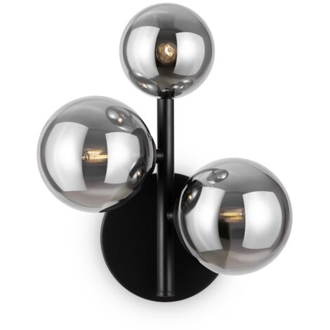 Applique noire 3 globes verre fumé Maytoni Dallas MOD545