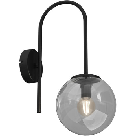 Applique noire boule verre fumé Cambridge E14 Luminex