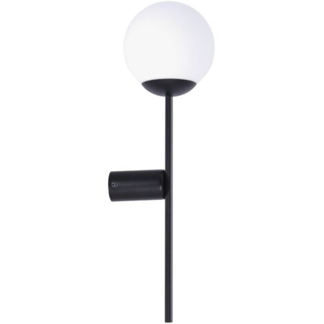 Applique ORBIT noir, globe verre blanc E27 40W Zuma