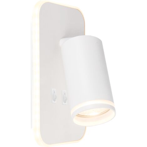 Applique orientabile bianca con interruttore GU10+LED lettura