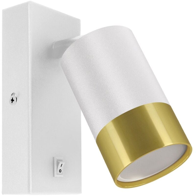 Applique Orientable avec Interrupteur blanc et or pour Ampoule g