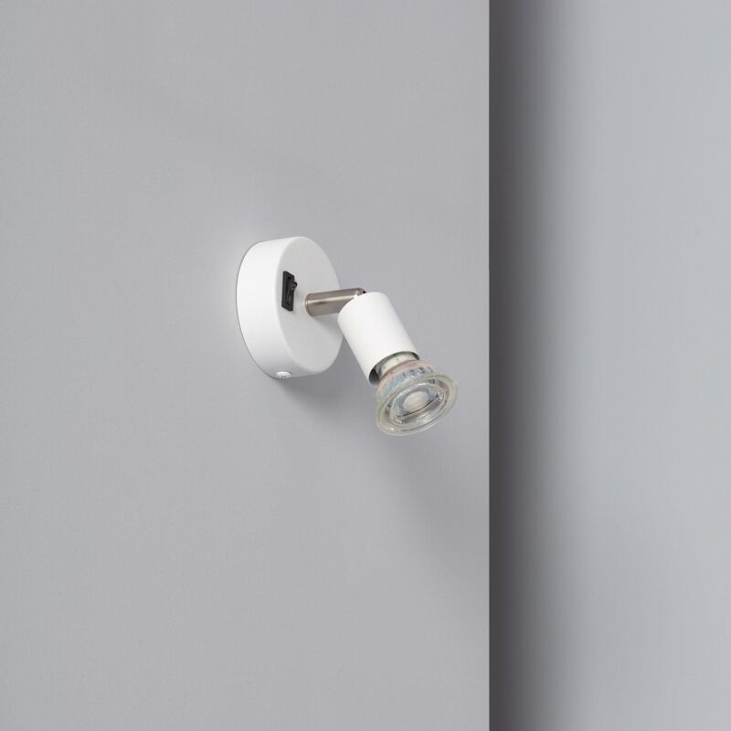 Ledkia - Applique Orientable Aluminium Oasis 1 Spot Blanc avec Interrupteur Blanc