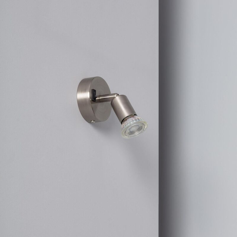 Ledkia – Applique orientable aluminium 1 spot argenté – Interrupteur intégré – Design moderne pour salons et chambres – GU10, ampoule non incluse
