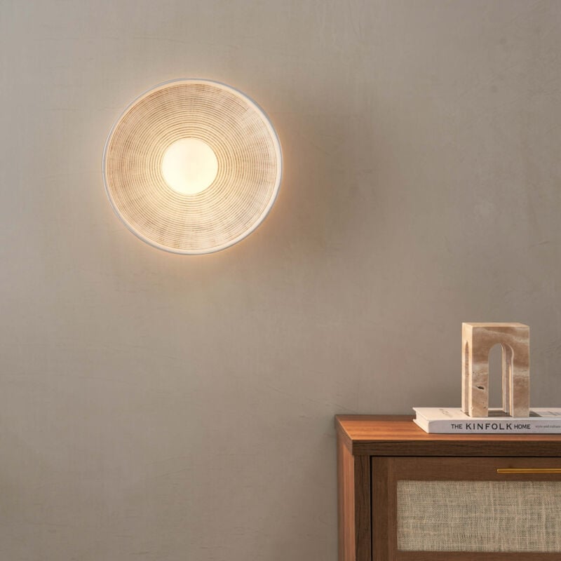 Kosilum - Applique ou petit plafonnier rond 27 cm en résine - Amaya