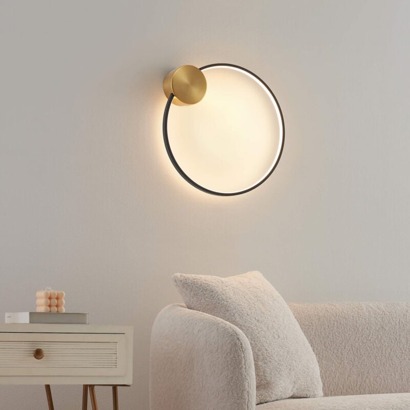 Kosilum - Applique ou plafonnier noir et laiton 40 cm - Alisa