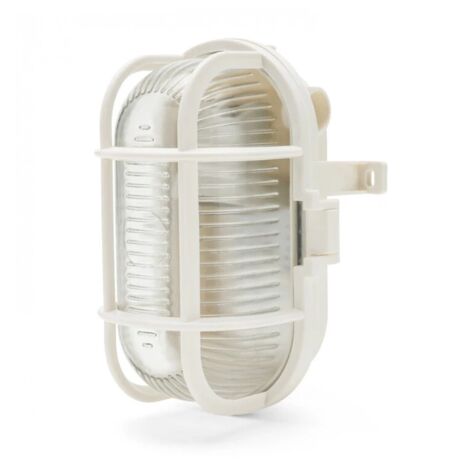 applique ovale in plastica bianca e vetro e27, 60w