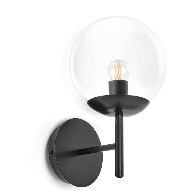 Applique oxy E27 40W Verre transparent Noir