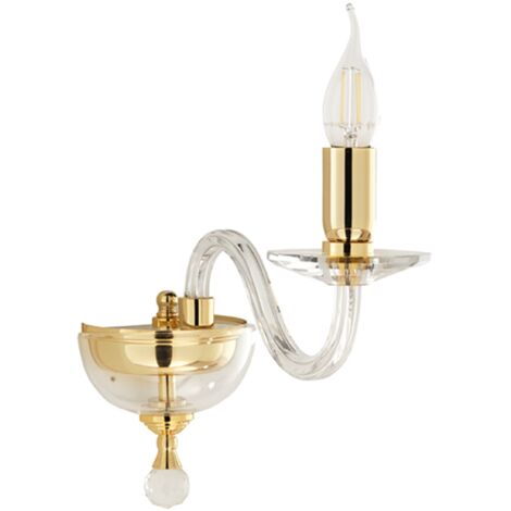 Applique PAGANINI a 1 Luce in vetro lavorato a mano 12 cm Oro