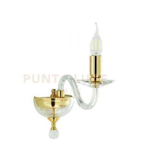 APPLIQUE  PAGANINI CRISTALLO ORO 1 LUCI ATTACCO E14 H.30CM