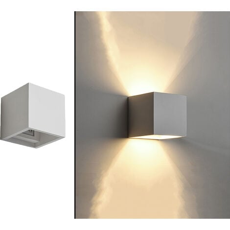 Applique parete CUBO da interno Gesso Quadrato Bianco Doppia Luce G9 -5019
