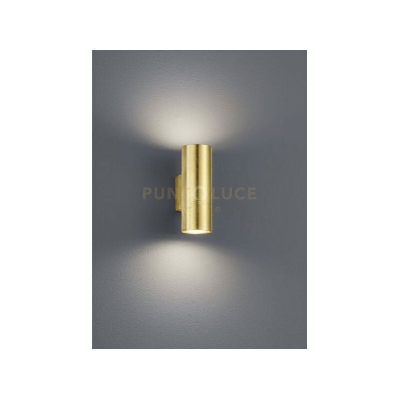Cleo Applique Cilindro 2 Luci Bi-Direzionali Attacco Gu10 Foglia Oro H.16,5cm