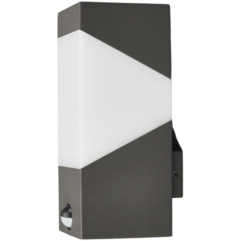 Image of Applique da esterno Kiran, sensore, grigio, alluminio, 24,3 cm - grigio grafite, bianco opalino - Lucande