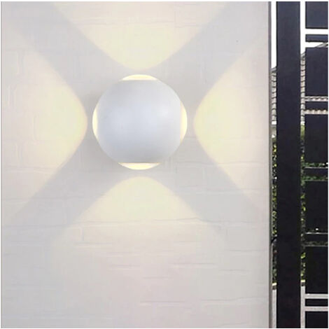 Applique Parete Lampada Sfera Bianca Esterno 4 Led Cob Bianco Freddo 12W FD-21