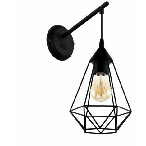 Applique Parete Led Vintage Lampada Interno E27 Metallo Sospesa Nero Tarbes EGLO