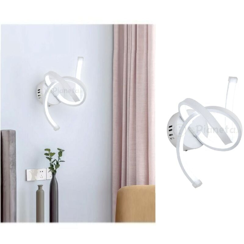 Image of Applique parete spirale led 15W design moderno bianco lampada muro camera luce fredda naturale calda Calda