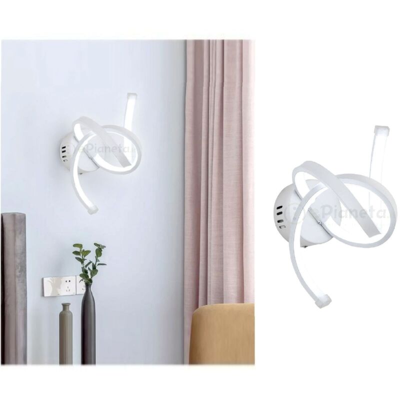 Image of Applique parete spirale led 15W design moderno bianco lampada muro camera luce fredda naturale calda Naturale