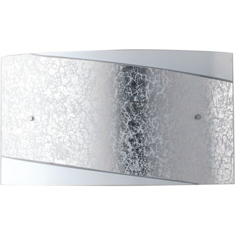 "Applique PARIS in vetro con decoro in foglia argento 35x20 cm."