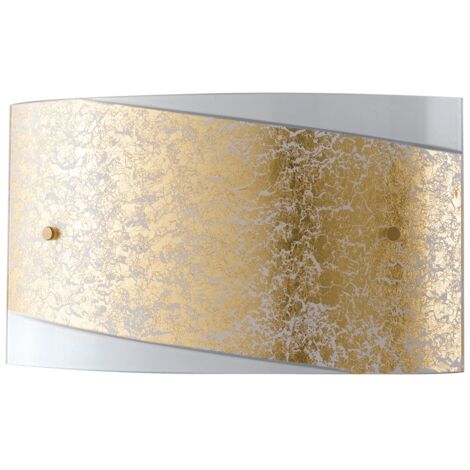 "Applique PARIS in vetro con decoro in foglia oro 45x25 cm."