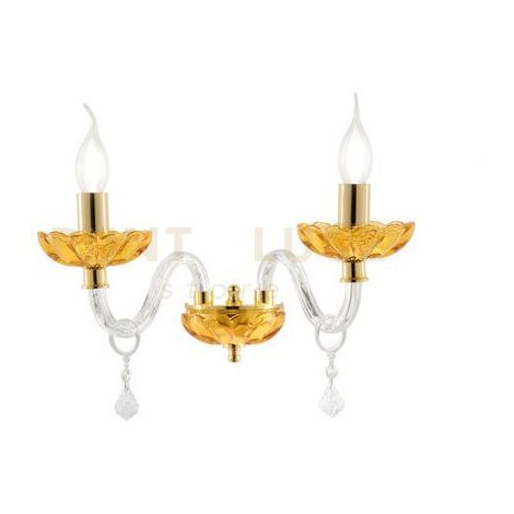 APPLIQUE PATRICIA 2 LUCI TRASPARENTE AMBRA ATTACCO E14 31X25CM