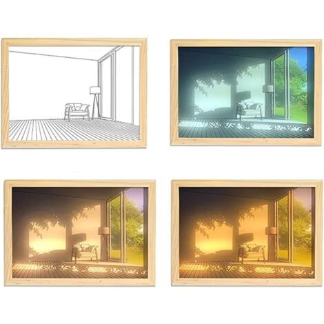 Applique Peinture Led Luminaires Intérieur Peinture Décorative Lampe De Table Décoration Créative Veilleuse Cadeau Atmosphère éclairage Applique Mural Peinture (Empty room, 23cmx17cm)