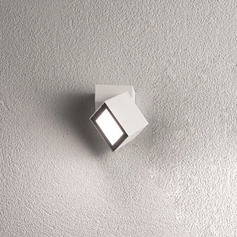 Applique per esterni 10x11 cm a 1 Luce LED in alluminio Bianco e diffusore in vetro STEVE
