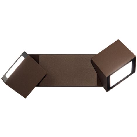 Applique per esterni a 2 Luci LED in alluminio Marrone e diffusore in vetro STEVE 28x11 cm