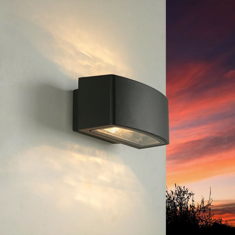 Image of Licht-erlebnisse - Applique per esterni dal design semicircolare stile moderno color antracite Lampada a parete - Antracite