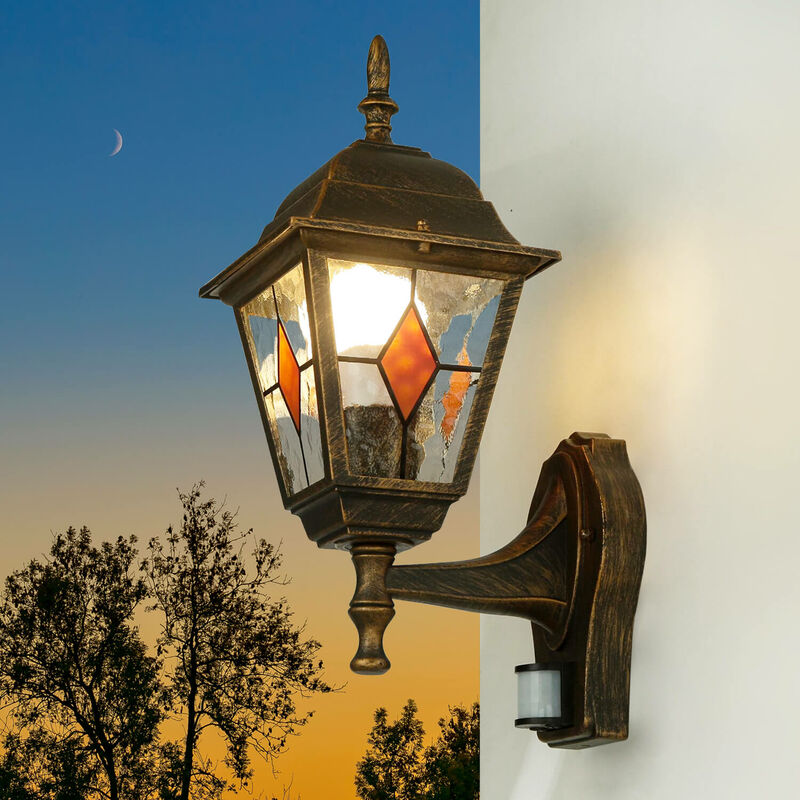 Image of Applique per esterni salzburg design rustico color rame altezza 40cm E27 Lampada da parete giardino - Rame antico