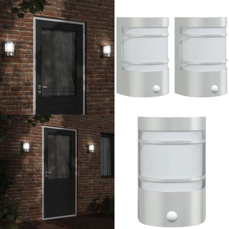 Applique per Esterno con Sensore 2 pz Argento in Acciaio Inox - Illuminazione esterna - Sensore di movimento