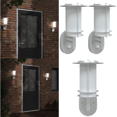 Applique per Esterno con Sensore 2 pz Argento in Acciaio Inox - Illuminazione esterna - Sensore di movimento