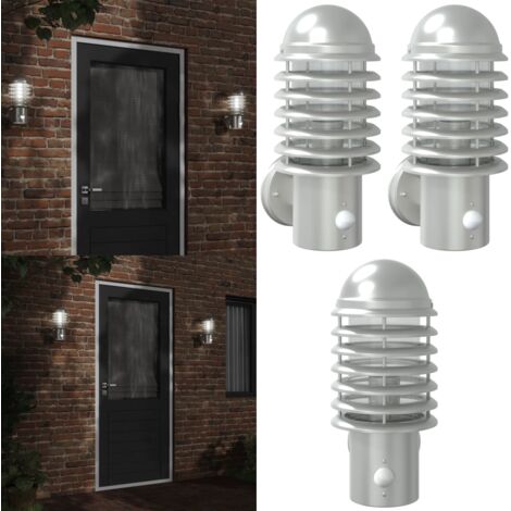 Applique per Esterno con Sensore 2 pz Argento in Acciaio Inox - Illuminazione esterna - Sensore di movimento