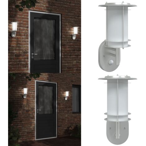 Applique per Esterno con Sensore Argento in Acciaio Inox - Illuminazione esterna - Sensore di movimento