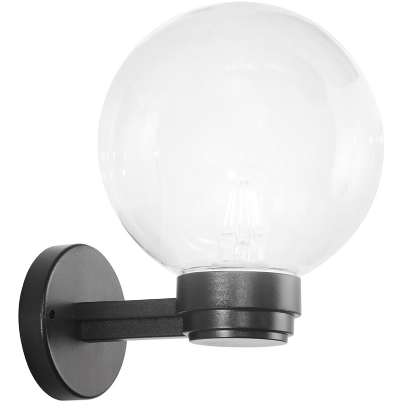 Image of Applique per esterno POLLY con base in plastica nera e sfera bianca - Bianco
