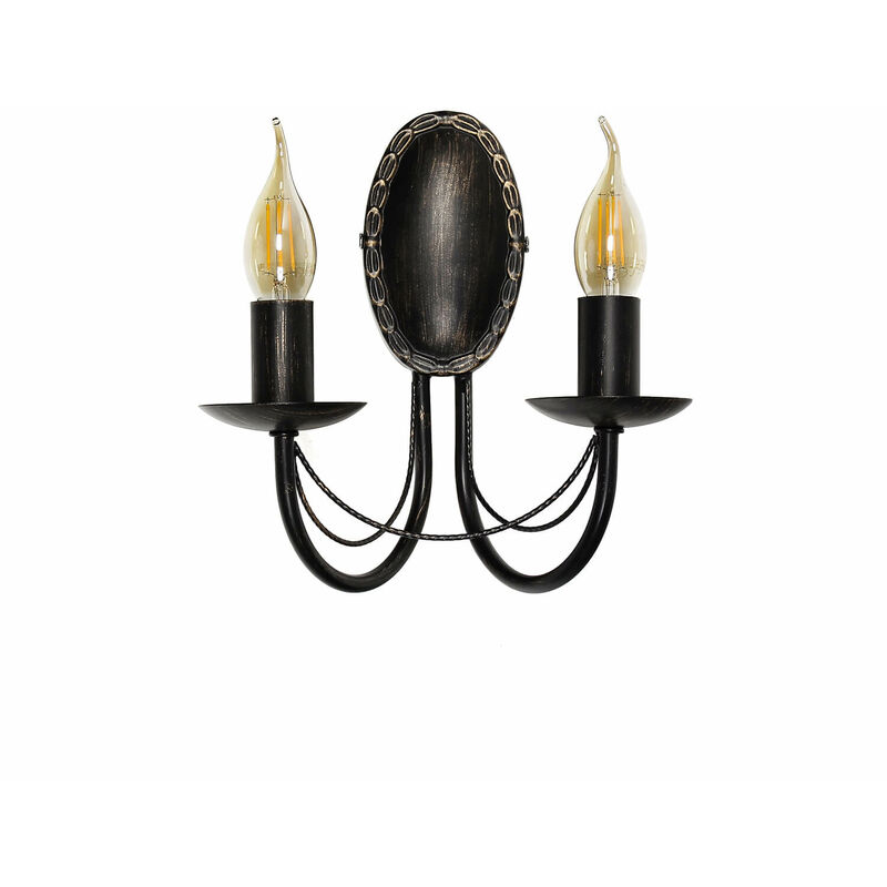 Image of Applique per interni wioletta a 2 luci design retrò stile rustico marrone lampada da parete - Marrone antico