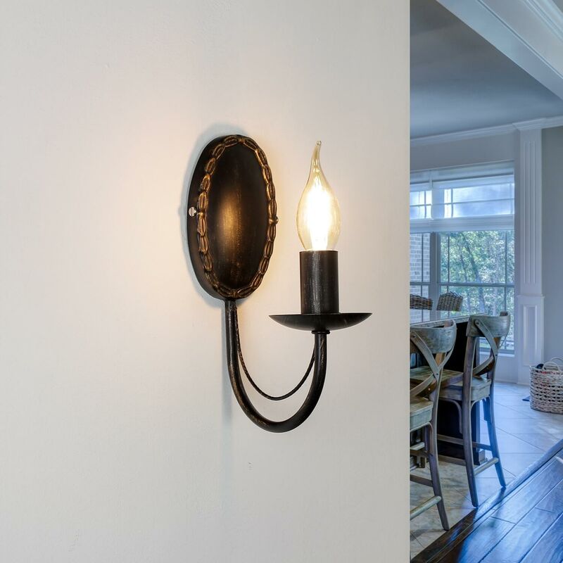 Image of Licht-erlebnisse - Applique per interni wioletta design rustico a forma di portacandela marrone lampada da parete - Marrone antico