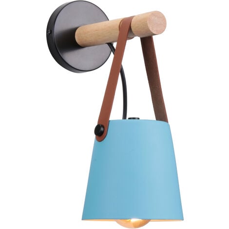 Applique per Interno, Moderna Lampada da Parete in Pelle, Creativo Illuminazione con Paralume E27 per Camera da Letto Cucina Corridoio Caffè Bar (Blu)
