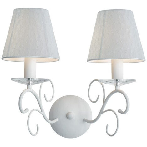 "Applique PERLA in metallo bianco e cristallo con due punti luce"