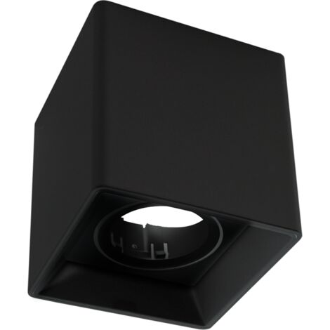 Applique plafond carrée en polycarbonate - Orientable - GU10 - Noir