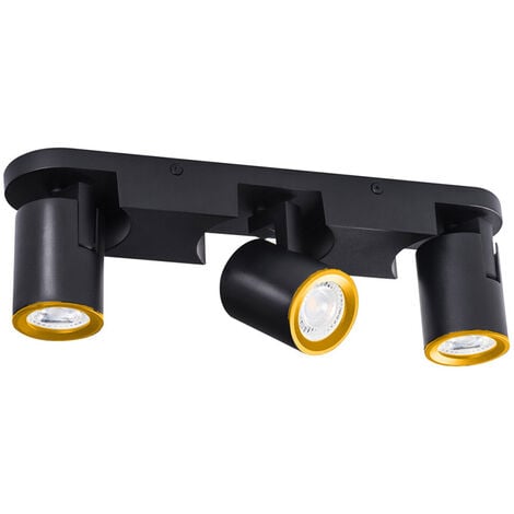 Applique plafoniera 3 diffusori orientabile da soffitto parete lampada attacco GU10 per bagno soggiorno bianco o nero