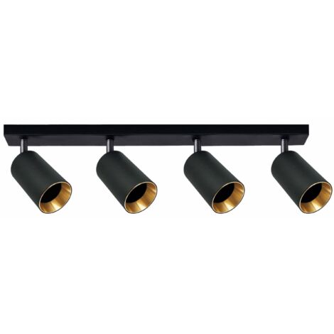 Applique/Plafoniera 4 faretti GU10 nero-oro Maribel Polux
