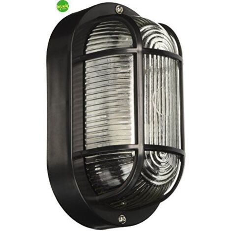 Applique - plafoniera da esterno ovale con grigilia Green Light efesto ip44 e27 nera