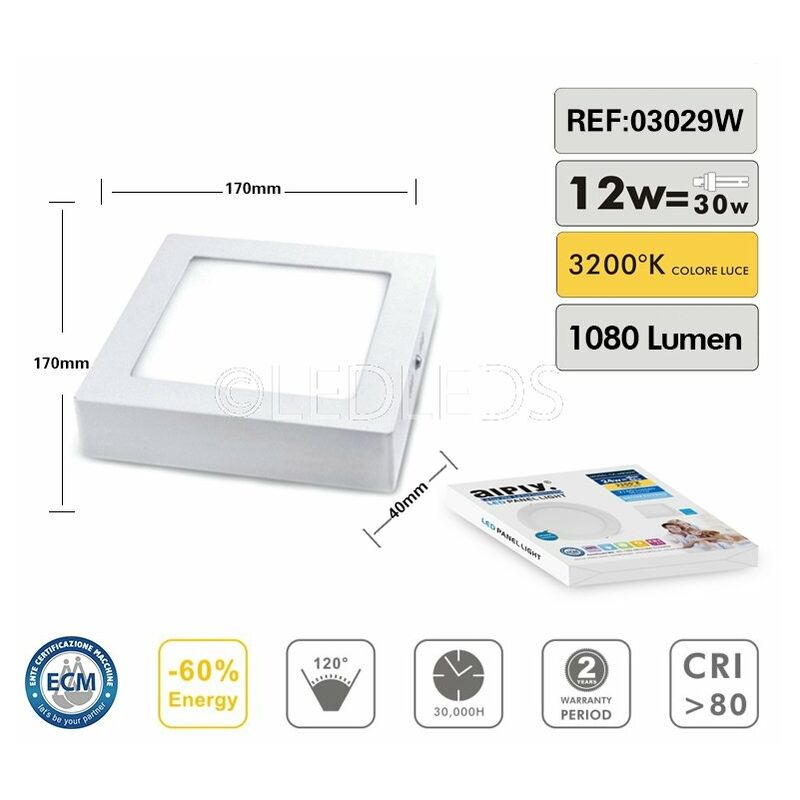 Led Leds - applique plafoniera faretto quadrato da...