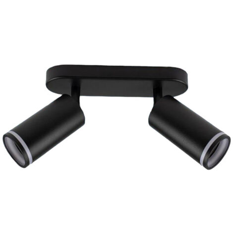 Applique plafoniera orientabile da soffitto o parete 2 diffusori lampada attacco GU10 per bagno soggiorno bianco o nero