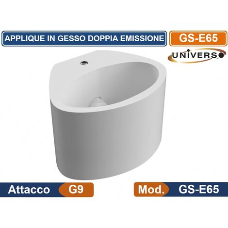APPLIQUE PLAFONIERA OVALE IN GESSO VERICIABILE CON DOPPIA EMISSIONE LUMINOSA 25W CON PORTALAMPADA G9