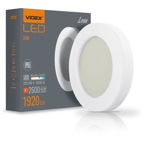 Applique/plafonnier ext. LED 24W 32cm blanc IP65 Videx