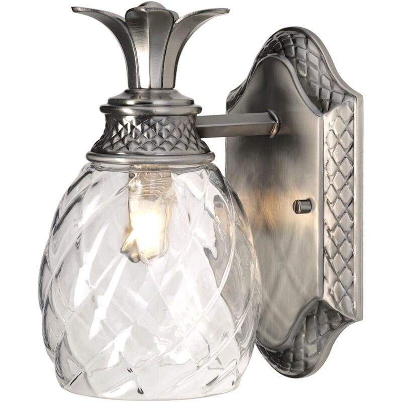 Plantation - Applique murale extérieure à 1 ampoule en forme de dôme, nickel poli IP44, G9 - Elstead