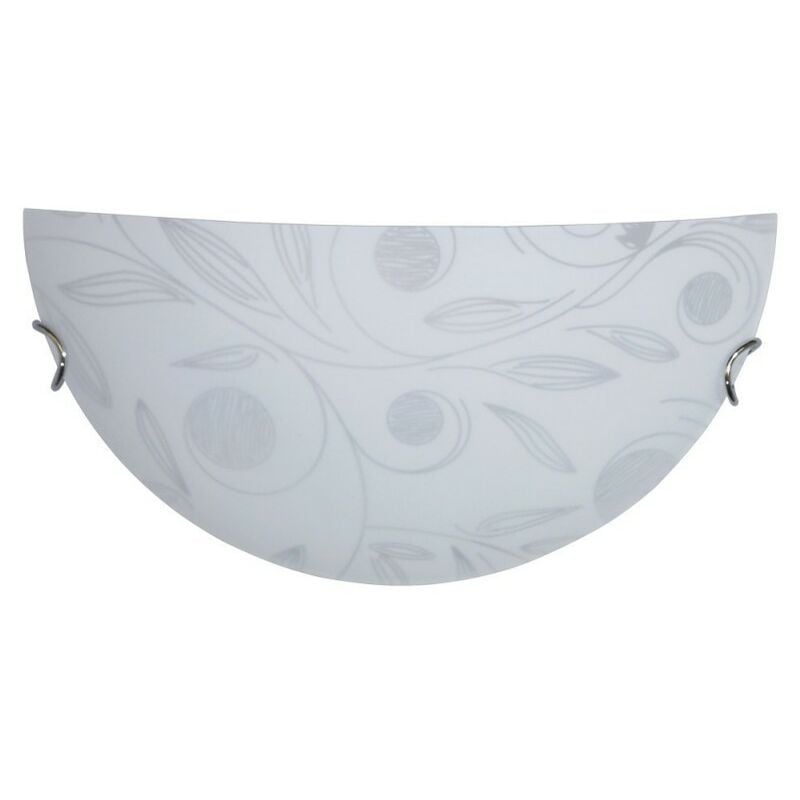 Webmarketpoint - Applique plaque de verre blanc décoré jardin crochets chromés 30x10xh.15 cm