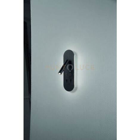 APPLIQUE PLATE A LED NERO LED 8W 3000K 560LM ORIENTABILE