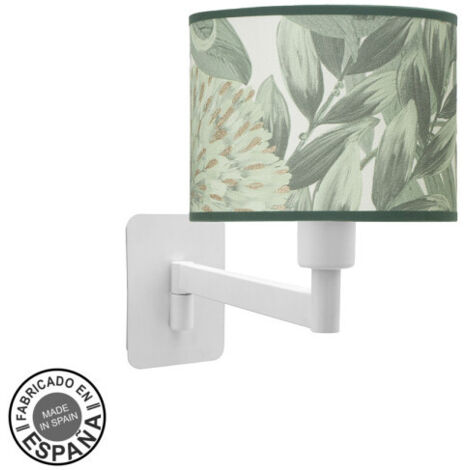 Applique pliante Moda 1xe14 blanc/feuille verte 26x17x28 Cm
