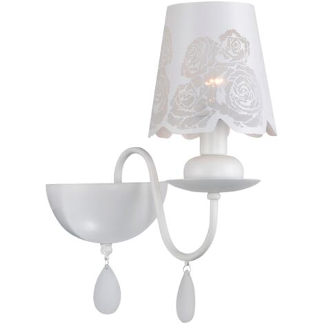 Applique Polux Fabrizia bianca metallo con paralume E14
